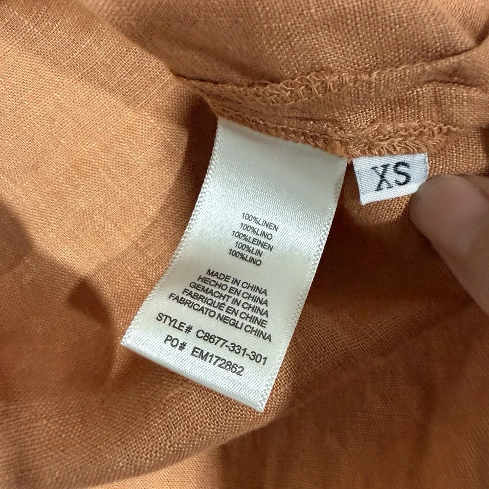 Anthropologie Cloth & Stone Linen Cross Halter Maxi Dress Size XS Orange Coastal - Picture 5 of 10